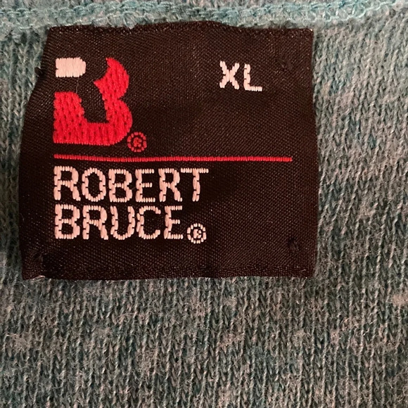 1960’s vintage Robert Bruce acrylic sweater with Union label mens XL teal blue - Picture 3 of 10